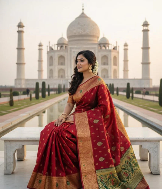 Royal Crimson Silk Saree
